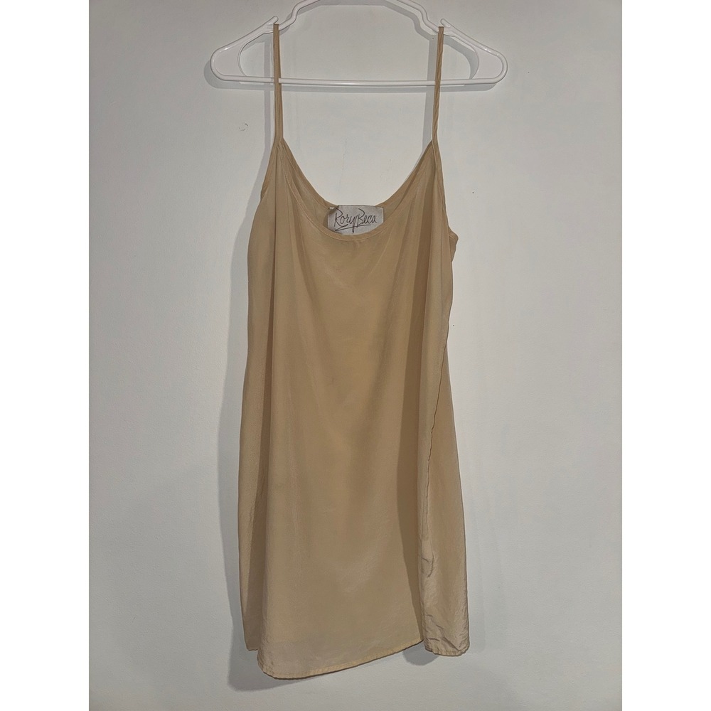 Rory Beca 100%‎ Silk Slip Mini Dress Womens Medium Beige Spaghetti Strap